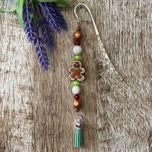 Bookmark Gingerbread Handcrafted Artisan Beaded Metal Journal Gifts Read Book